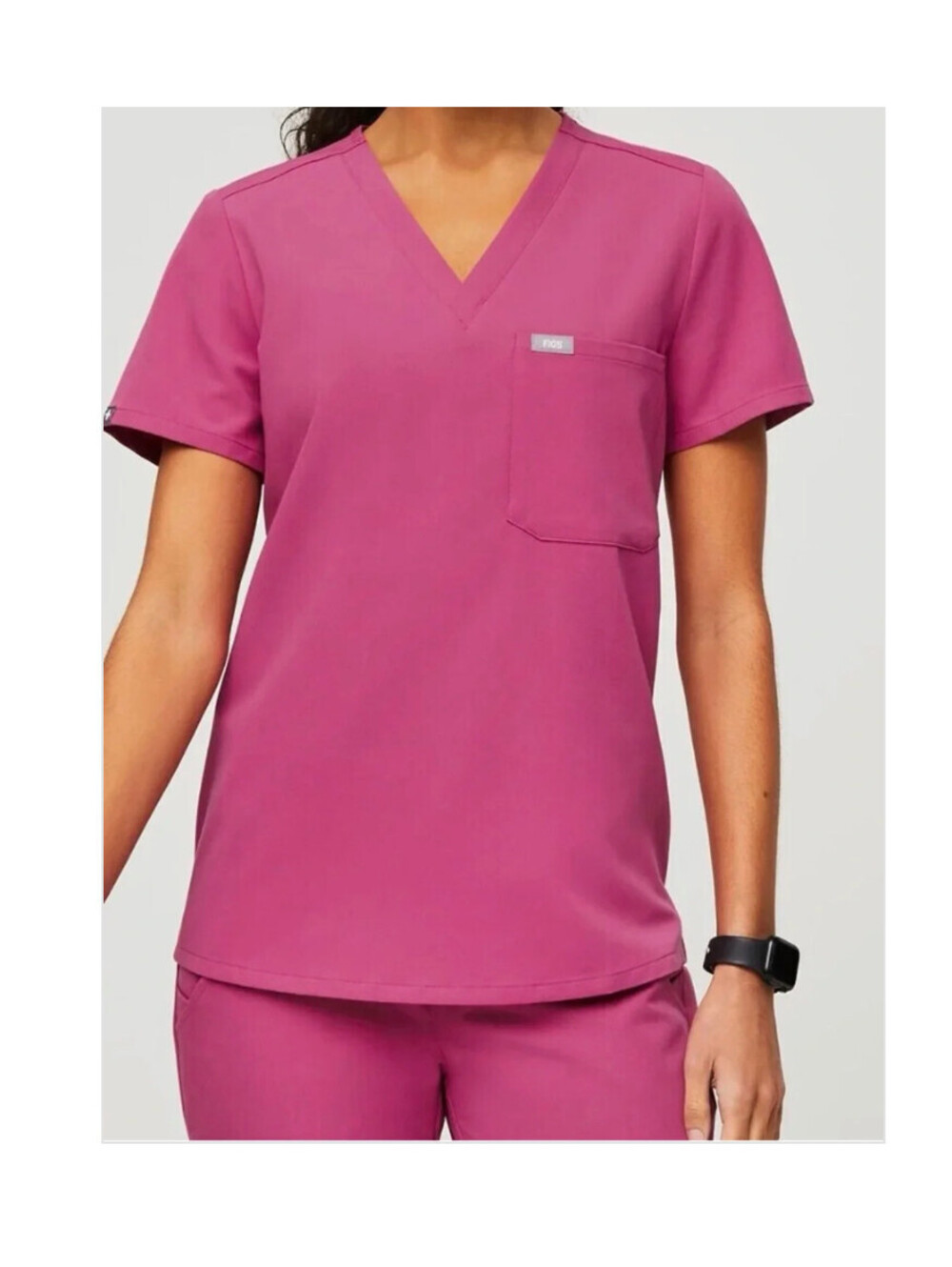 FIGS Leon Technical Collection Scrub Top Women's Medium Pink Short Sleeve V Neck